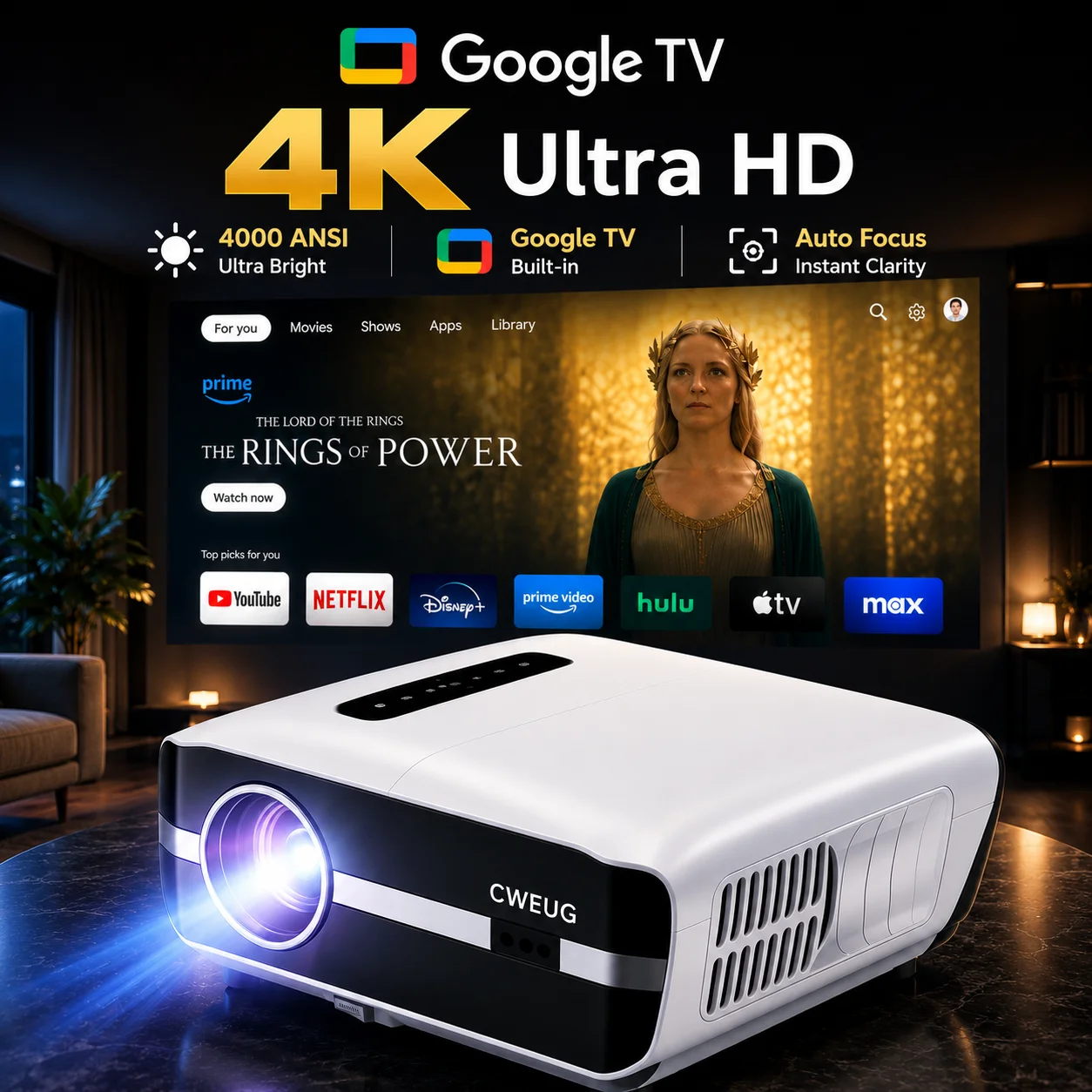 Home Cinema Gaming - Proiettore NewA9S 4k con messa a